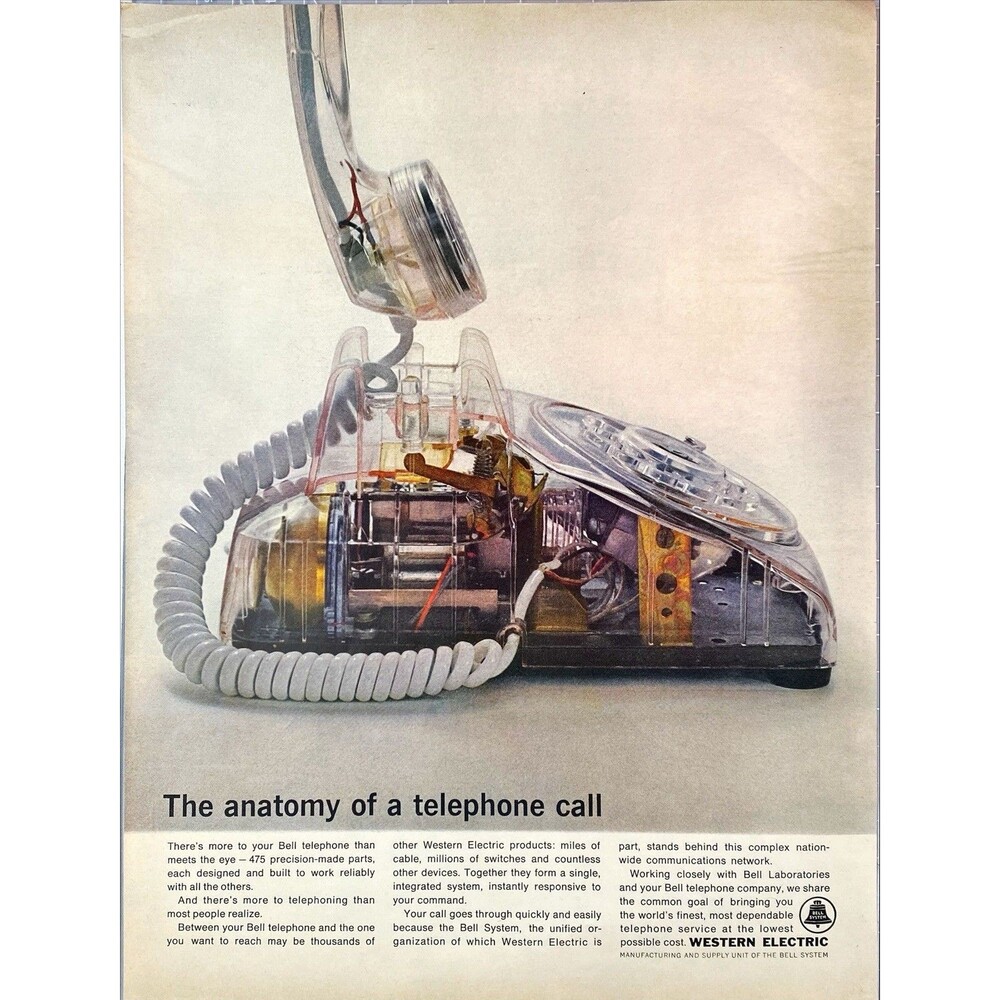 Western Electric "The anatomy of a Telephone Call" Vintage Print Ad 1964